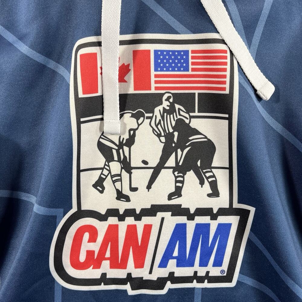CAN AM Hockey Tournament Hoodie Small S Performance Fleece Sweatshirt Navy Blue - Picture 2 of 8